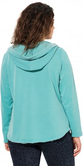 Ulla Popken Open Edged Long Sleeve V-Neck Hoodie Mint Green - Hættetrøjer og sweatshirts - Bløde sweatshirts, hoodies & strik