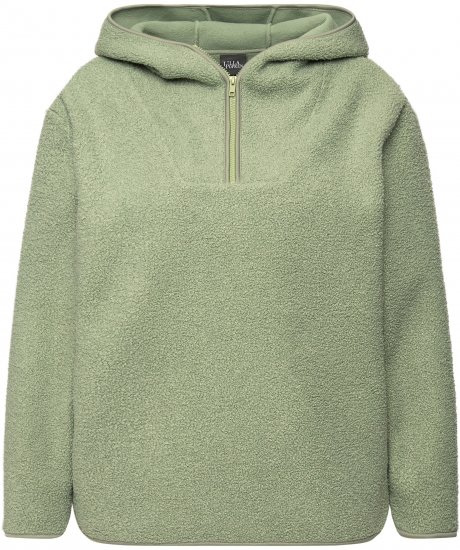 Ulla Popken Teddy Plush Long Sleeve Hoodie Sage Green - Hættetrøjer og sweatshirts - Bløde sweatshirts, hoodies & strik