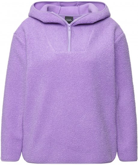 Ulla Popken Teddy Plush Long Sleeve Hoodie Pale Lilac - Hættetrøjer og sweatshirts - 