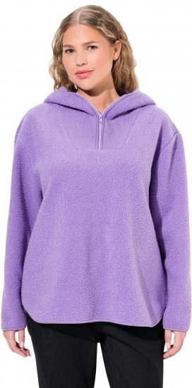 Ulla Popken Teddy Plush Long Sleeve Hoodie Pale Lilac - Hættetrøjer og sweatshirts - 