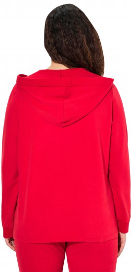 Ulla Popken Plunge Neck Long Sleeve Hoodie Salsa Red - Hættetrøjer og sweatshirts - 