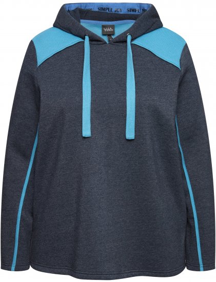 Ulla Popken Waffle Pique Contrast Color Hoodie Navy - Hættetrøjer og sweatshirts - 