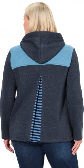 Ulla Popken Waffle Pique Contrast Color Hoodie Navy - Hættetrøjer og sweatshirts - 
