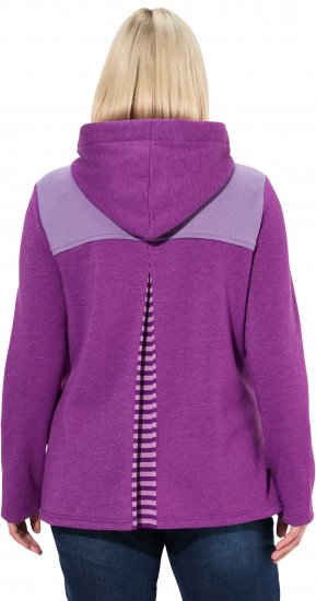 Ulla Popken Waffle Pique Contrast Color Hoodie Dark Purple - Hættetrøjer og sweatshirts - 