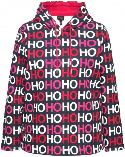 Ulla Popken Ho Ho Ho Lettering Hooded Sweatshirt Navy - Hættetrøjer og sweatshirts - Bløde sweatshirts, hoodies & strik