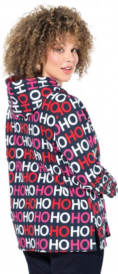 Ulla Popken Ho Ho Ho Lettering Hooded Sweatshirt Navy - Hættetrøjer og sweatshirts - Bløde sweatshirts, hoodies & strik