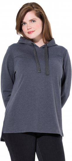 Ulla Popken Lettering GLOWING Hoodie Asphalt Grey - Trykte T-shirts til kvinder - 