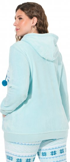 Ulla Popken Plush Alpine Striped Motif Loungewear Hoodie Baby Blue - Hættetrøjer og sweatshirts - Bløde sweatshirts, hoodies & strik
