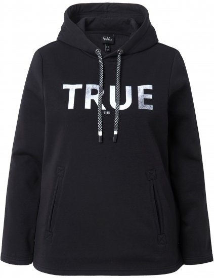 Ulla Popken TRUE Lettering Hoodie Black - Hættetrøjer og sweatshirts - Bløde sweatshirts, hoodies & strik