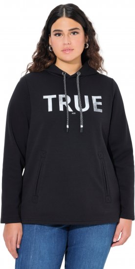 Ulla Popken TRUE Lettering Hoodie Black - Hættetrøjer og sweatshirts - Bløde sweatshirts, hoodies & strik