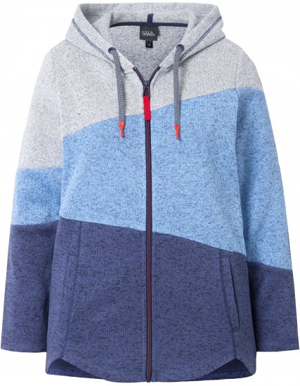 Ulla Popken Color Block Fleece-Lined Hoodie Atlantic Blue - Hættetrøjer og sweatshirts - 