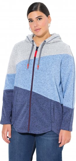 Ulla Popken Color Block Fleece-Lined Hoodie Atlantic Blue - Hættetrøjer og sweatshirts - 