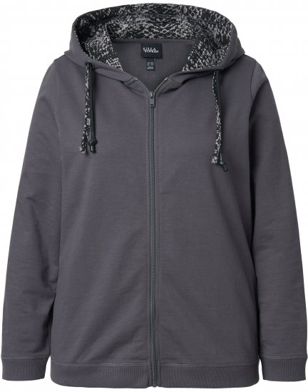 Ulla Popken Snake Detail Zip-Up Hoodie Graphite Grey - Hættetrøjer og sweatshirts - Bløde sweatshirts, hoodies & strik