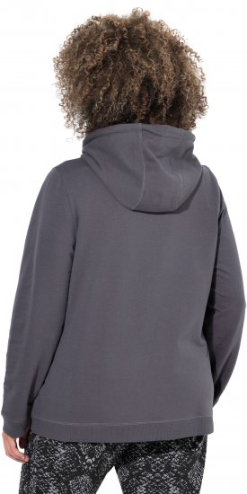 Ulla Popken Snake Detail Zip-Up Hoodie Graphite Grey - Hættetrøjer og sweatshirts - Bløde sweatshirts, hoodies & strik
