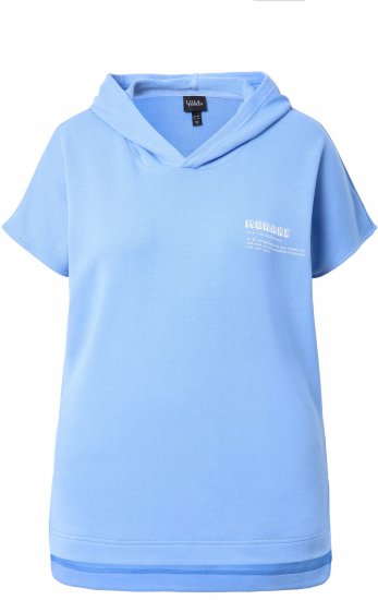 Ulla Popken Quick Drying Short Sleeve Hoodie Light Blue - Hættetrøjer og sweatshirts - 