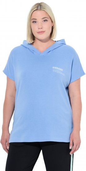 Ulla Popken Quick Drying Short Sleeve Hoodie Light Blue - Hættetrøjer og sweatshirts - 