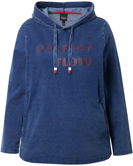 Ulla Popken Perfect Flow Embroidered Hoodie Indigo Denim - Hættetrøjer og sweatshirts - 