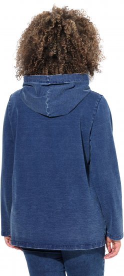 Ulla Popken Perfect Flow Embroidered Hoodie Indigo Denim - Hættetrøjer og sweatshirts - 