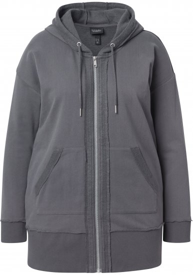 Ulla Popken Decorative Seam Zip-Up Hoodie Graphite Grey - Hættetrøjer og sweatshirts - Bløde sweatshirts, hoodies & strik