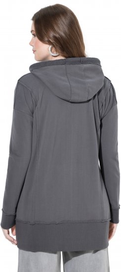 Ulla Popken Decorative Seam Zip-Up Hoodie Graphite Grey - Hættetrøjer og sweatshirts - Bløde sweatshirts, hoodies & strik