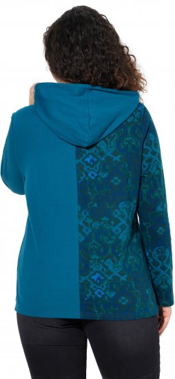 Ulla Popken Split Print LOVE Hoodie Teal - Hættetrøjer og sweatshirts - Bløde sweatshirts, hoodies & strik