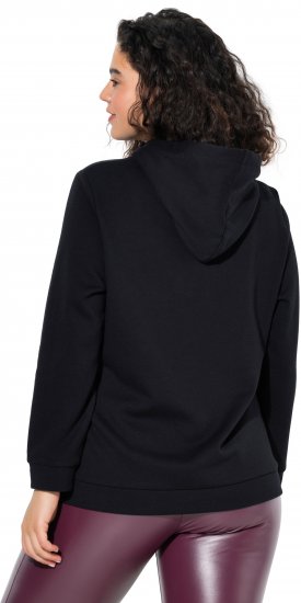 Ulla Popken Decorative Lace-Up Hoodie Black - Hættetrøjer og sweatshirts - 