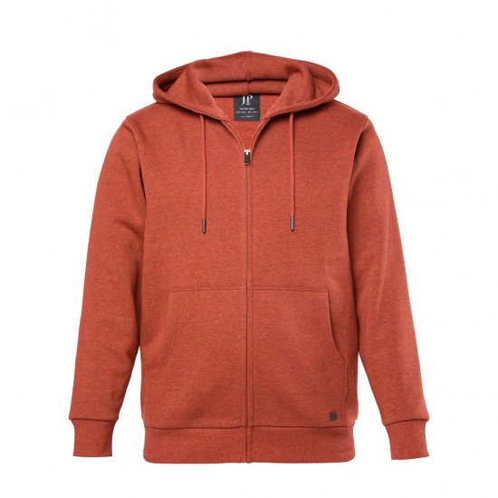 JP1880 Hoodie With Zipper Brick Brown - Trøjer og hættetrøjer - Trøjer og Hættetrøjer i store størrelser - 2XL-14XL