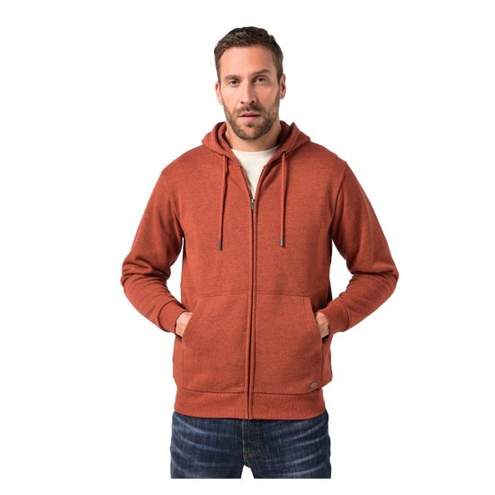 JP1880 Hoodie With Zipper Brick Brown - Trøjer og hættetrøjer - Trøjer og Hættetrøjer i store størrelser - 2XL-14XL