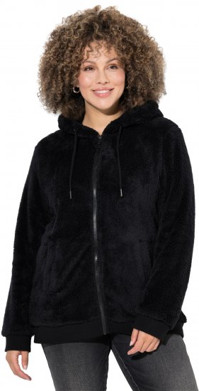 Ulla Popken Teddy Fleece Zip-Up Hoodie Black - Hættetrøjer og sweatshirts - 