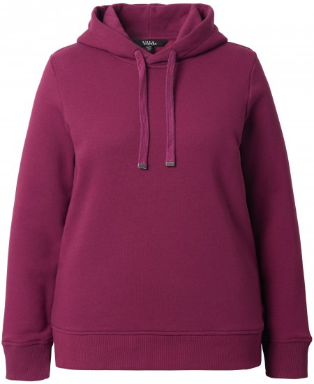 Ulla Popken Relaxed Fit Long Sleeve Hoodie Dark Berry - Hættetrøjer og sweatshirts - Bløde sweatshirts, hoodies & strik