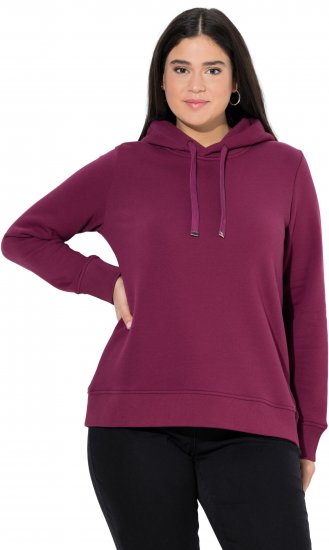Ulla Popken Relaxed Fit Long Sleeve Hoodie Dark Berry - Hættetrøjer og sweatshirts - Bløde sweatshirts, hoodies & strik
