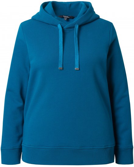Ulla Popken Relaxed Fit Long Sleeve Hoodie Cerulean - Hættetrøjer og sweatshirts - Bløde sweatshirts, hoodies & strik