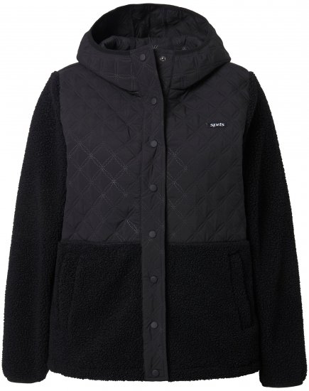 Ulla Popken Mixed Texture Hoodie Black - Hættetrøjer og sweatshirts - Bløde sweatshirts, hoodies & strik