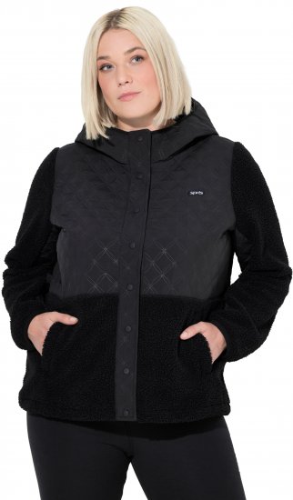 Ulla Popken Mixed Texture Hoodie Black - Hættetrøjer og sweatshirts - Bløde sweatshirts, hoodies & strik