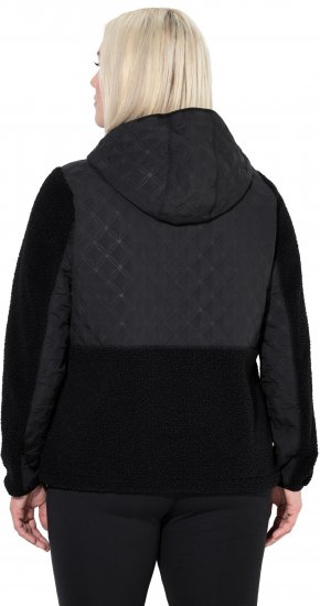 Ulla Popken Mixed Texture Hoodie Black - Hættetrøjer og sweatshirts - Bløde sweatshirts, hoodies & strik
