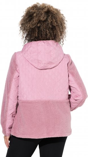 Ulla Popken Mixed Texture Hoodie Wildberry - Hættetrøjer og sweatshirts - 