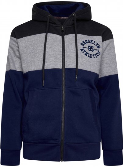 Kam Jeans 7083 Zip Thru Cut & Saw Brooklyn Hoodie Jet Black - Trøjer og hættetrøjer - Trøjer og Hættetrøjer i store størrelser - 2XL-14XL