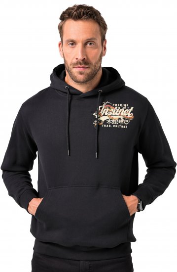 JP1880 Hoodie Breast Print Instinct Black - Trøjer og hættetrøjer - Trøjer og Hættetrøjer i store størrelser - 2XL-14XL