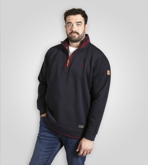 Duke Leicester Quarter Neck Fleece Sweatshirt Navy - Trøjer og hættetrøjer - Trøjer og Hættetrøjer i store størrelser - 2XL-14XL