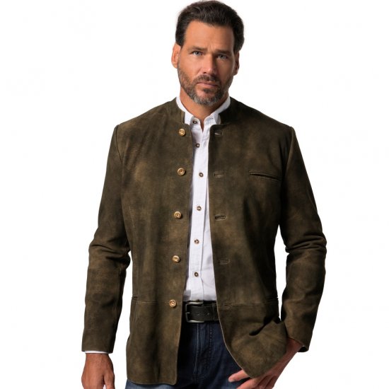 JP1880 Jacket Goat Suede Traditional Mahogany Brown - Trachten & Oktoberfest - Oktoberfest tøj i store størrelser (Trachten)