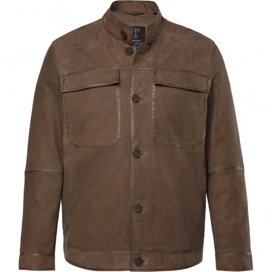 JP1880 Leather Jacket Lambskin Suede Brown - Jakker - Jakker i store størrelser, 2XL- 12XL