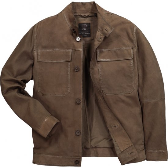 JP1880 Leather Jacket Lambskin Suede Brown - Jakker - Jakker i store størrelser, 2XL- 12XL