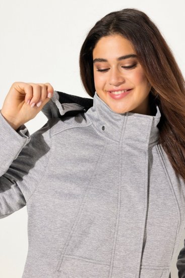 Ulla Popken HYPRAR Melange Softshell Jacket Grey Melange - Jakker - Dame jakker i store størrelser