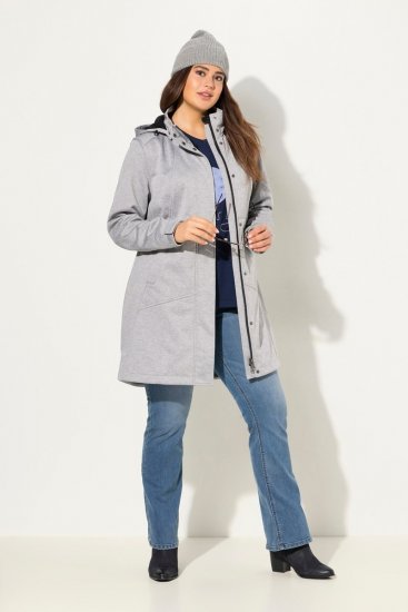 Ulla Popken HYPRAR Melange Softshell Jacket Grey Melange - Jakker - Dame jakker i store størrelser