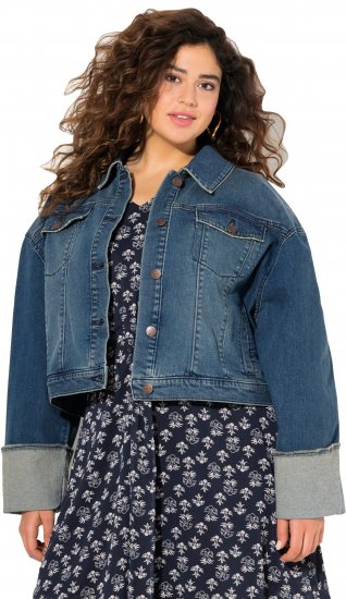 Ulla Popken Wide Cuff Denim Jacket Blue Denim - Jakker - 
