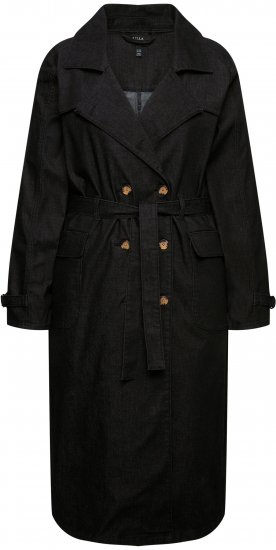 Ulla Popken Denim Acid Wash Trench Coat Black - Jakker - 