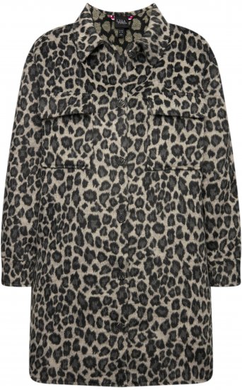 Ulla Popken Leopard Print Shirt Jacket Black - Jakker - 