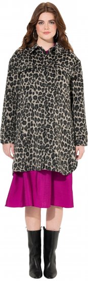 Ulla Popken Leopard Print Shirt Jacket Black - Jakker - 