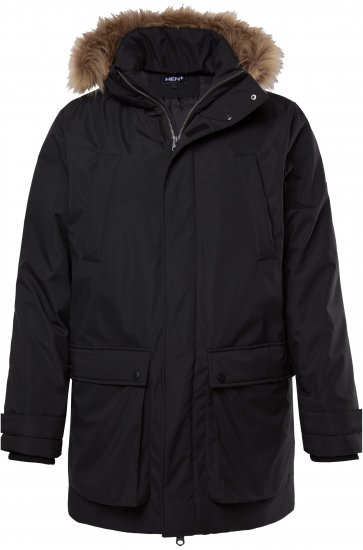 Men Plus Parka With Fur Hood Black - Jakker - Jakker i store størrelser, 2XL- 12XL