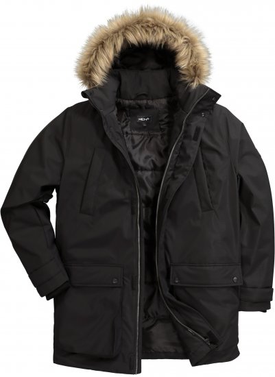 Men Plus Parka With Fur Hood Black - Jakker - Jakker i store størrelser, 2XL- 12XL